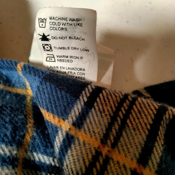 Vitage Ozark Trail Flannel Shirt Men Medium Blue Yellow Plaid Clssic Work Grunge - Picture 12 of 15